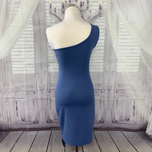 Gibiu Bodycon Off Shoulder Blue Dress Rose Small - Picture 5 of 8